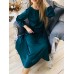 Women Puff Sleeve O-Neck Solid Pleated Casual Stylish Fitting Dress