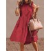 Women Solid Color Ruffles Trim Sleeveless Simple Midi Dresses