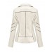 Women Solid Color Faux PU Leather Motorcycle Jacket With Pocket
