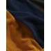 Mens Retro Colorblock Stitching Corduroy Drawstring Pullover Hoodies